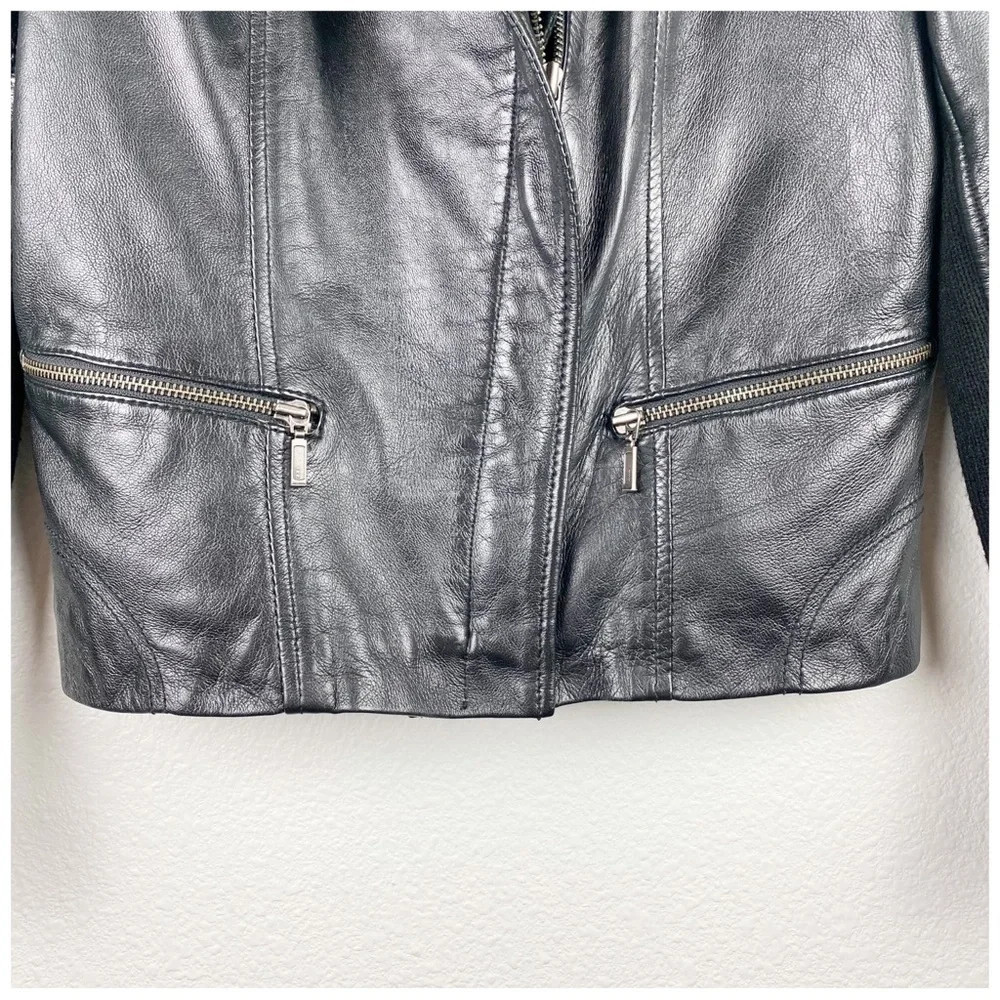 Whetblu Black Asymmetric Zip Leather Jacket Size Medium‎ - Picture 6 of 11